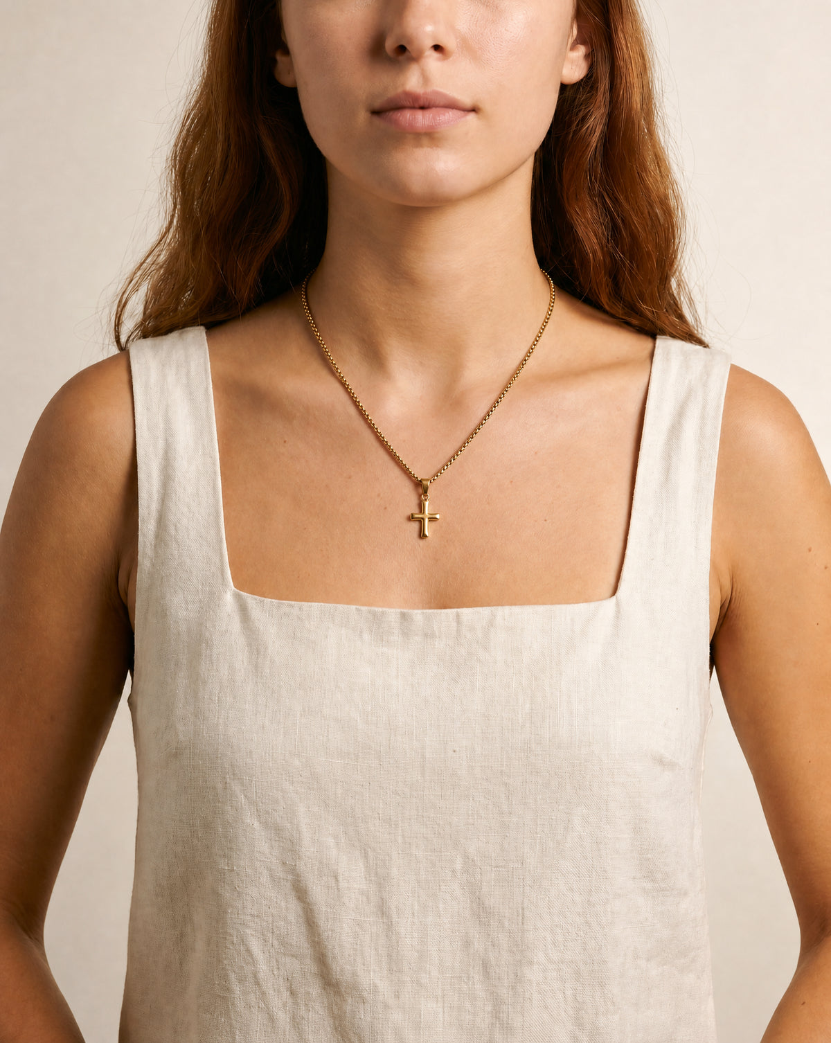 Pearl Chain + Deep Faith Cross Pendant Set