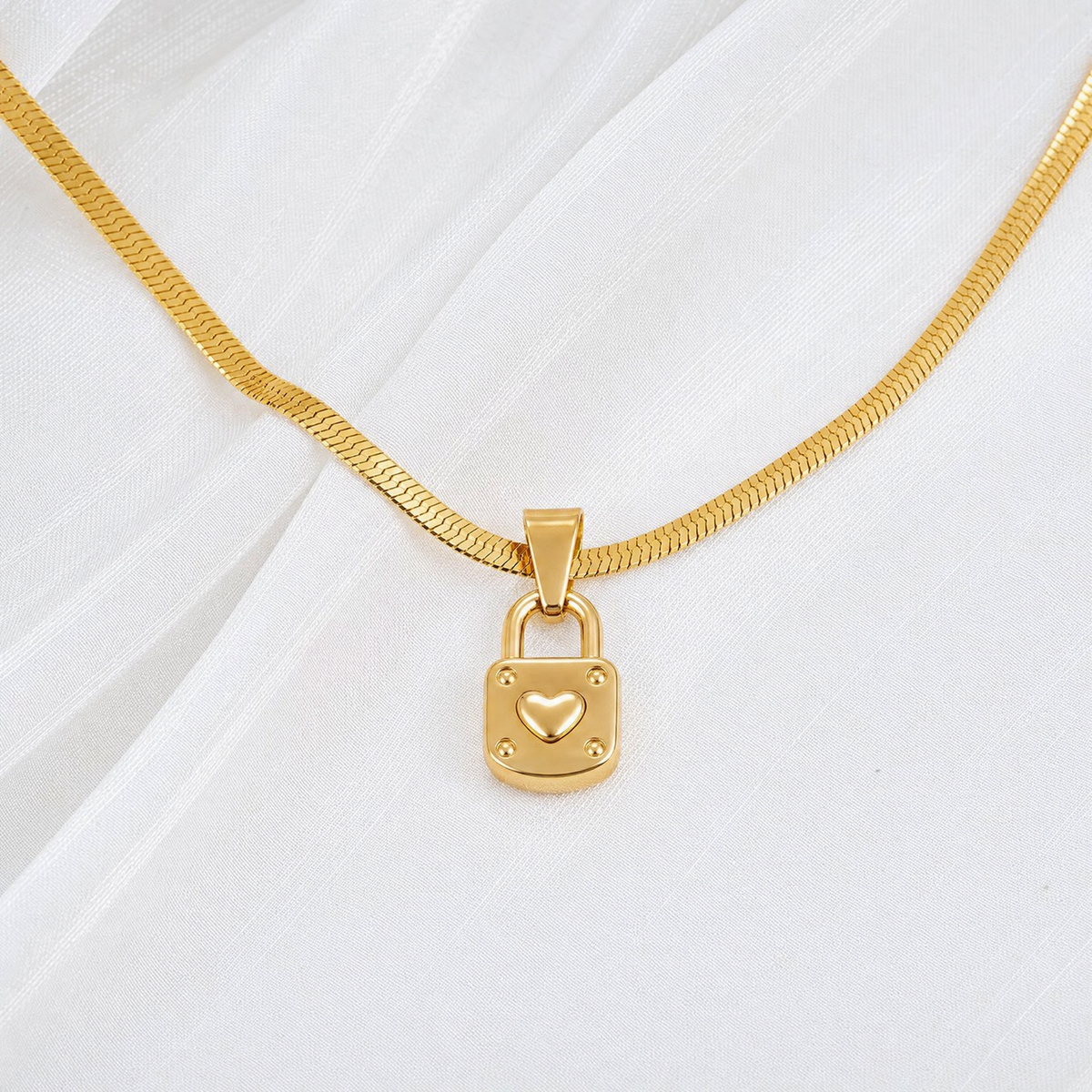 Snake Chain + Little by Little Lock Pendant Set