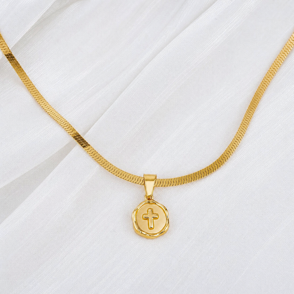 Snake Chain Necklace with Blessed Beyond Belief Cross Pendant Bundle