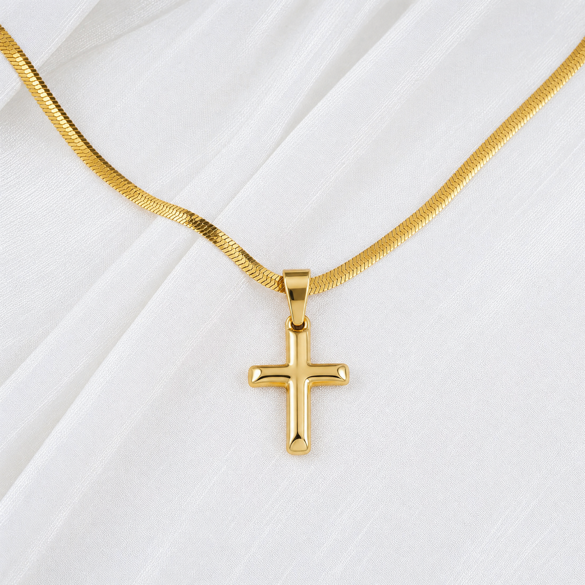 Snake Chain + Deep Faith Cross Pendant Set