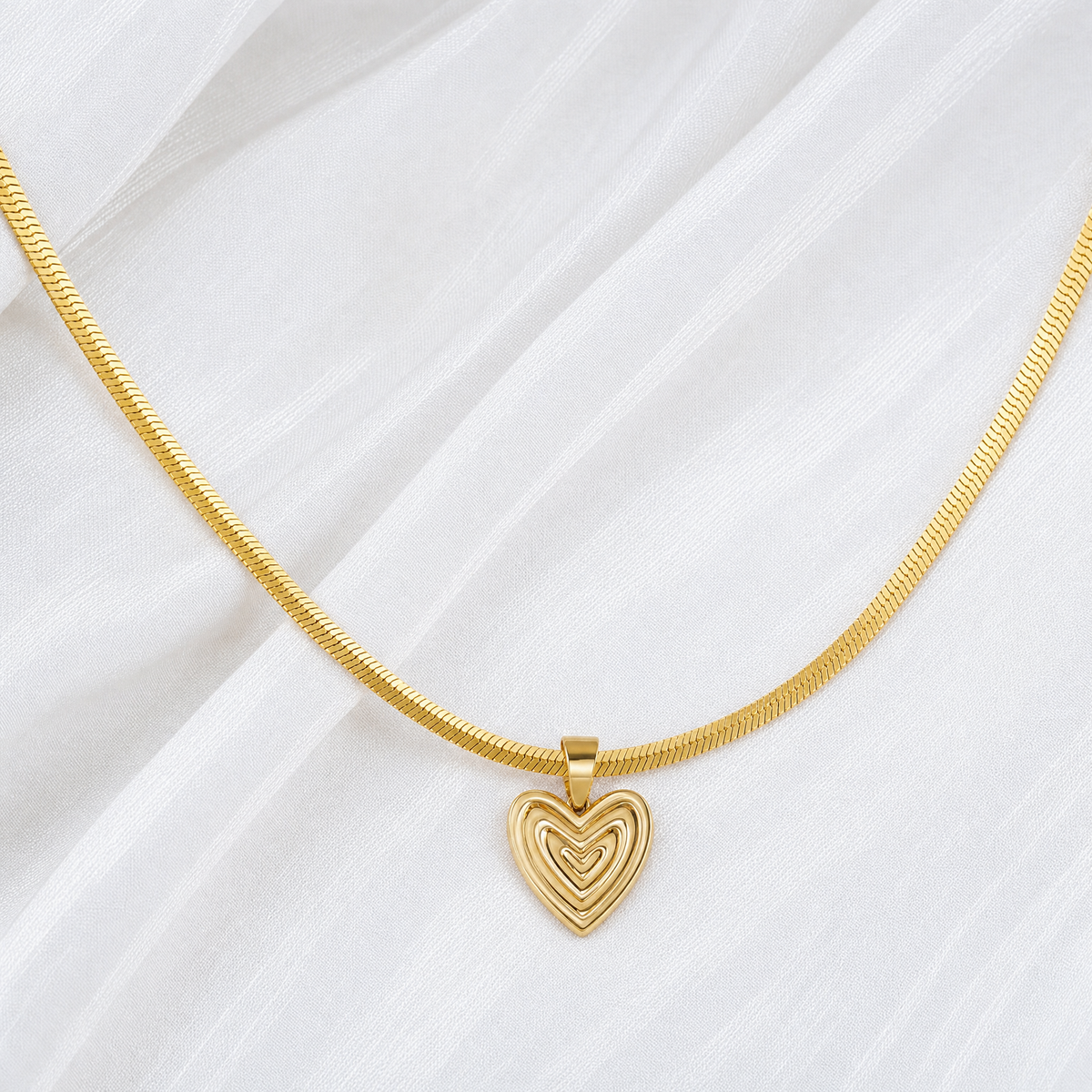 Snake Chain + Heart on Your Sleeve Heart Pendant Set