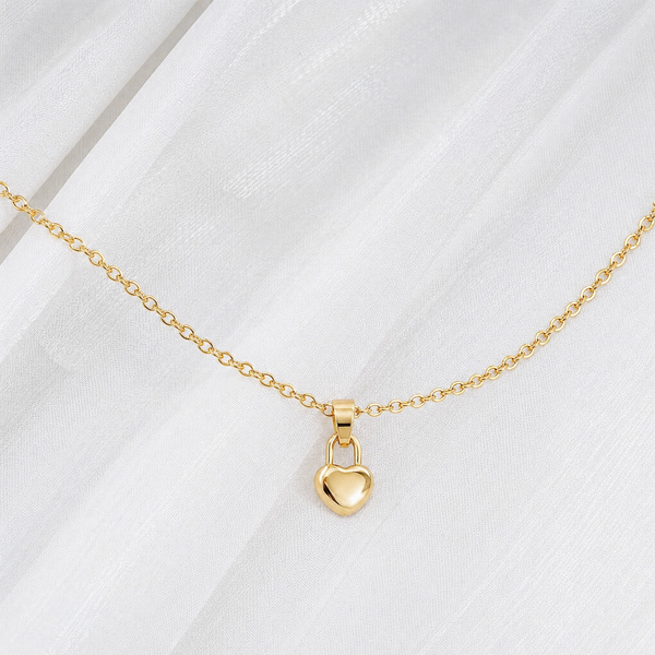Cable Chain Necklace with Love Language Lock Pendant Bundle
