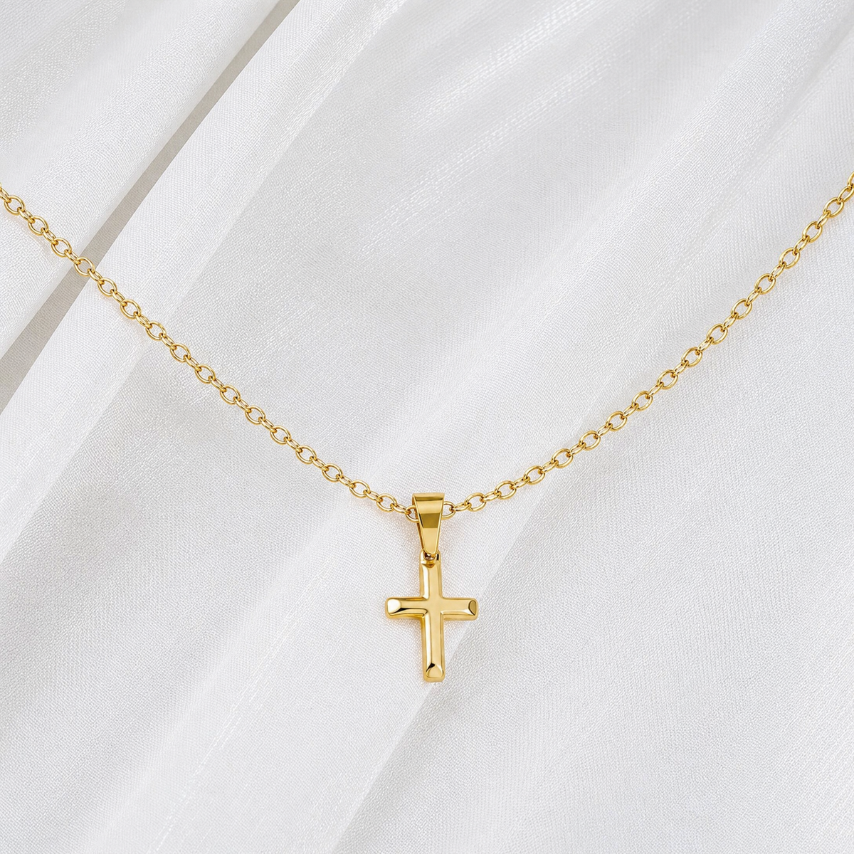 Cable Chain + Deep Faith Cross Pendant Set