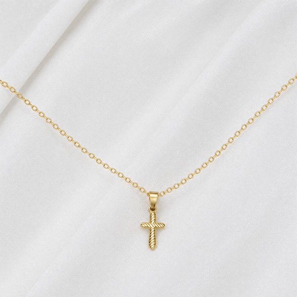 Cable Chain Necklace with Quiet Devotion Cross Pendant Bundle