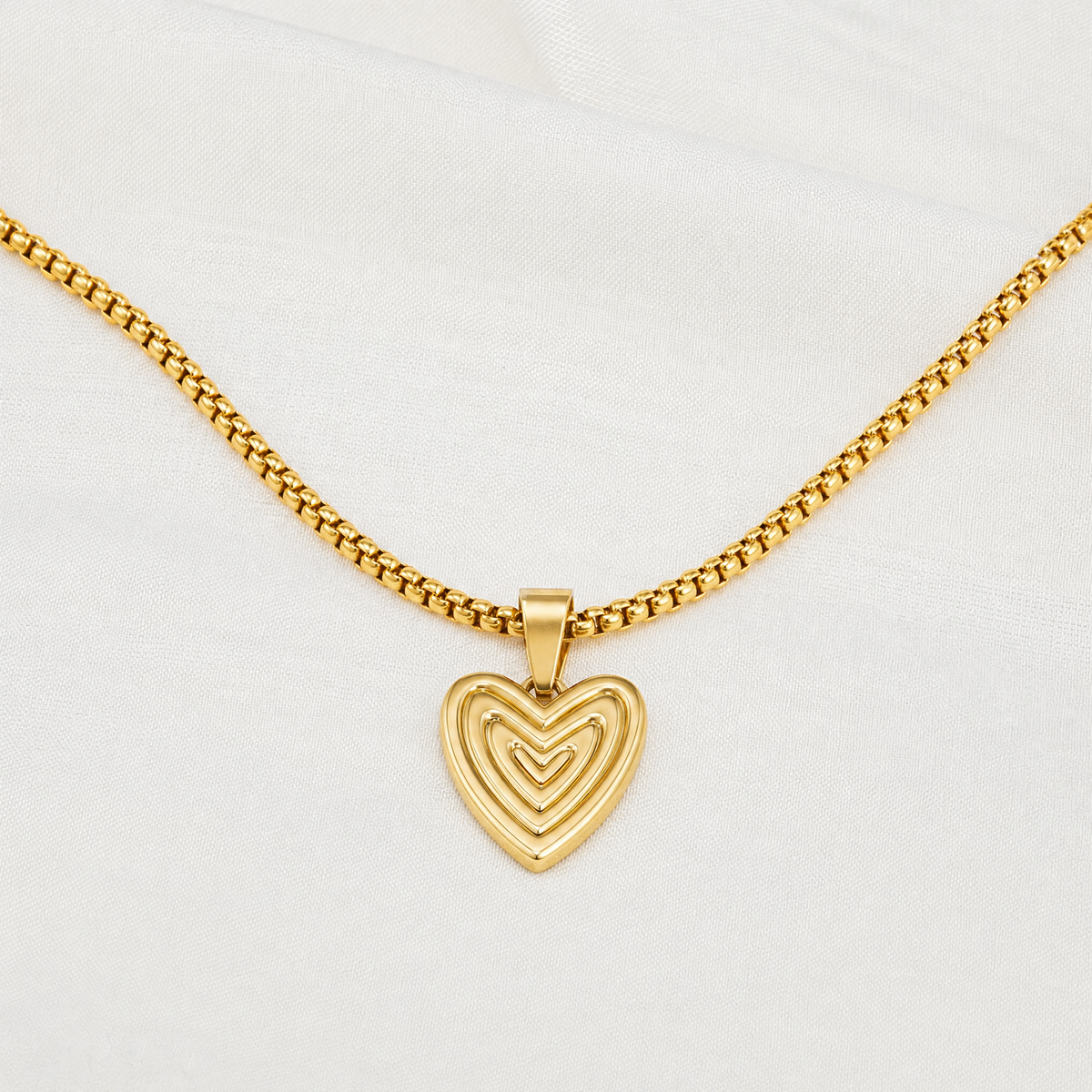 Pearl Chain + Heart on Your Sleeve Heart Pendant Set