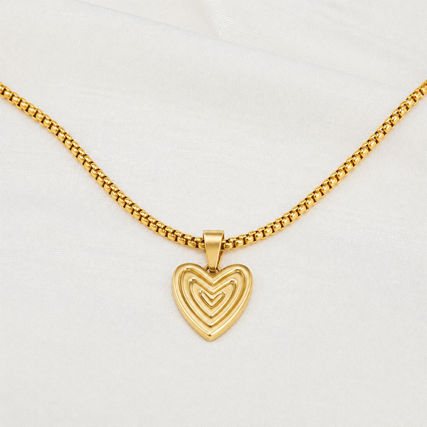 Pearl Chain + Heart on Your Sleeve Heart Pendant Set