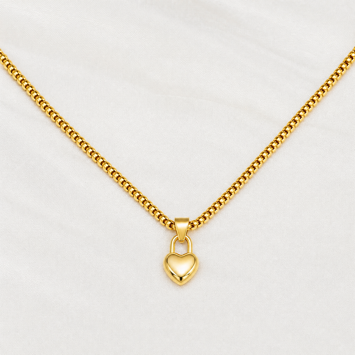 Pearl Chain + Love Language Lock Pendant Set
