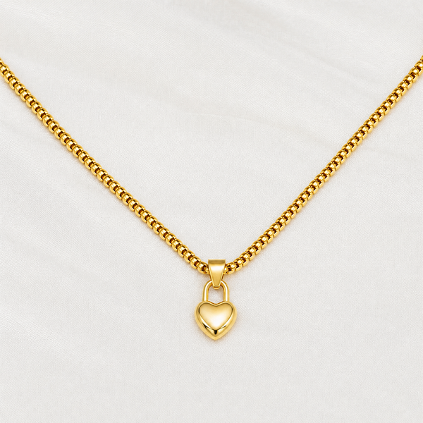 Pearl Chain Necklace with Love Language Lock Pendant Bundle