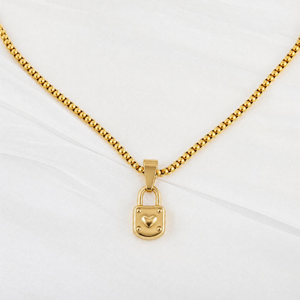 Pearl Chain Necklace with Little by Little Lock Pendant Bundle