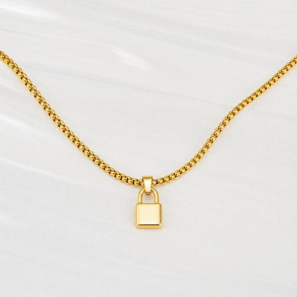 Pearl Chain Necklace with Pinky Promise Lock Pendant Bundle