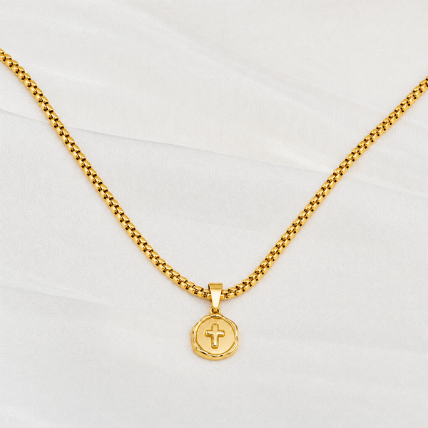 Pearl Chain Necklace with Blessed Beyond Belief Cross Pendant Bundle