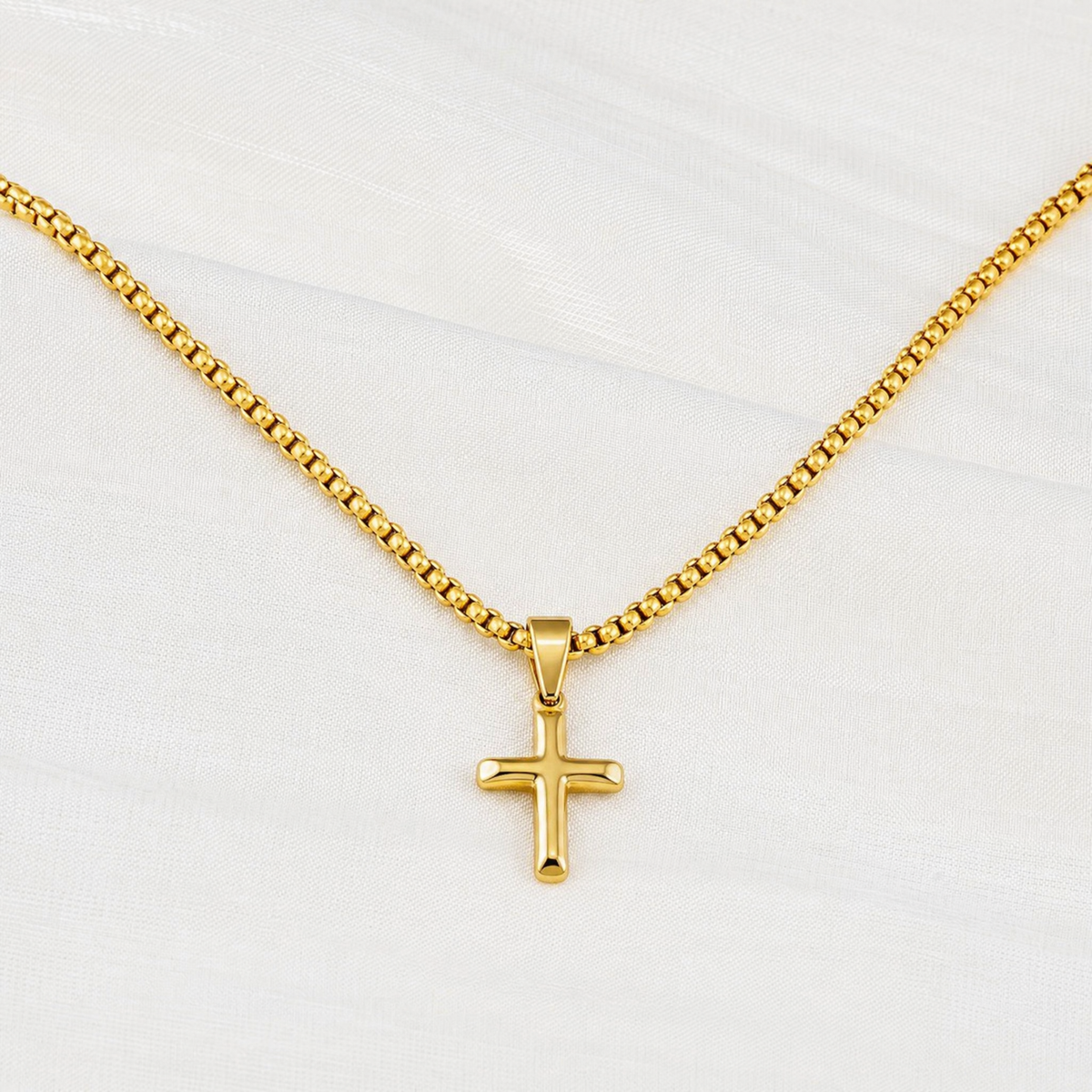 Pearl Chain + Deep Faith Cross Pendant Set