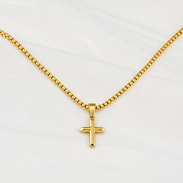 Pearl Chain Necklace with Deep Faith Cross Pendant Bundle