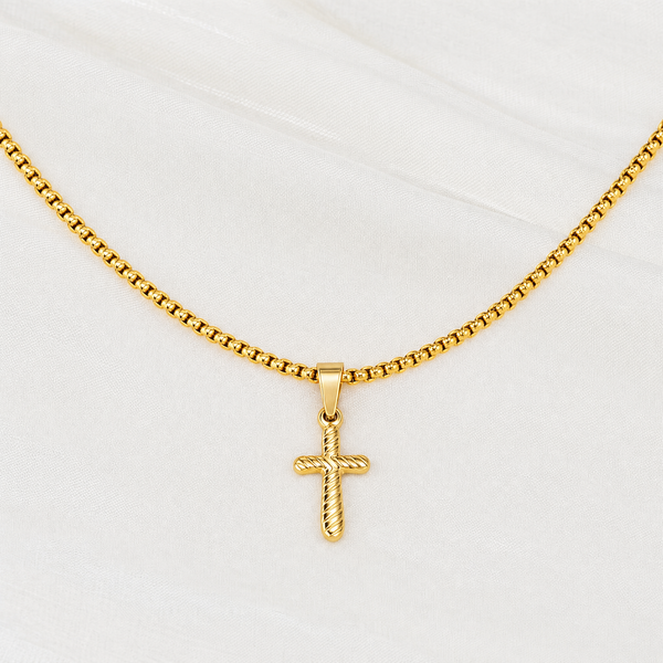 Pearl Chain Necklace with Quiet Devotion Cross Pendant Bundle