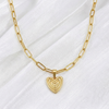 Paperclip Chain Necklace with Heart on Your Sleeve Heart Pendant Bundle
