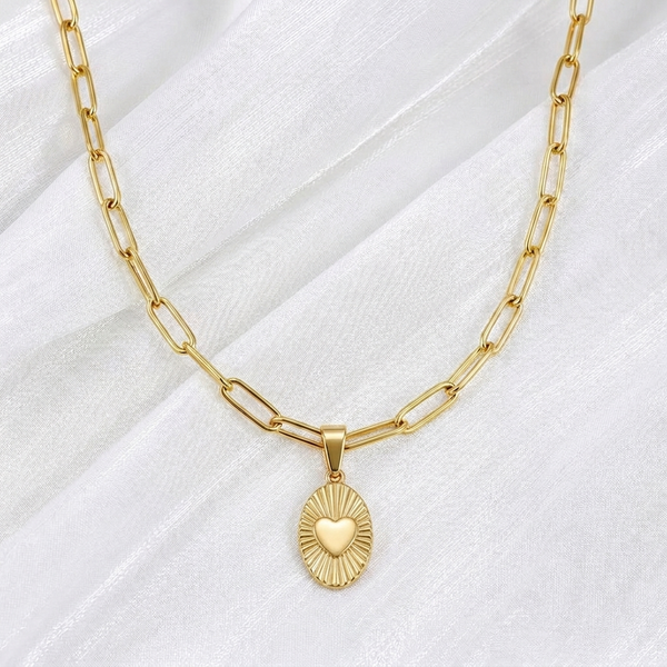 Paperclip Chain Necklace with Just as You Are Heart Pendant Bundle