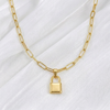Paperclip Chain Necklace with Pinky Promise Lock Pendant Bundle