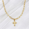 Paperclip Chain Necklace with Deep Faith Cross Pendant Bundle