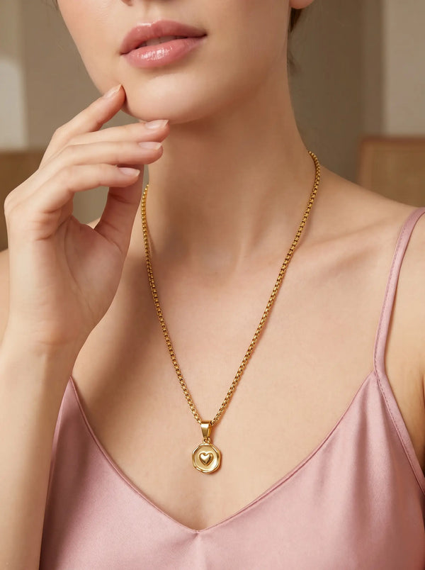 Pearl Chain + Love Note Heart Pendant Bundle — lifestyle, on model