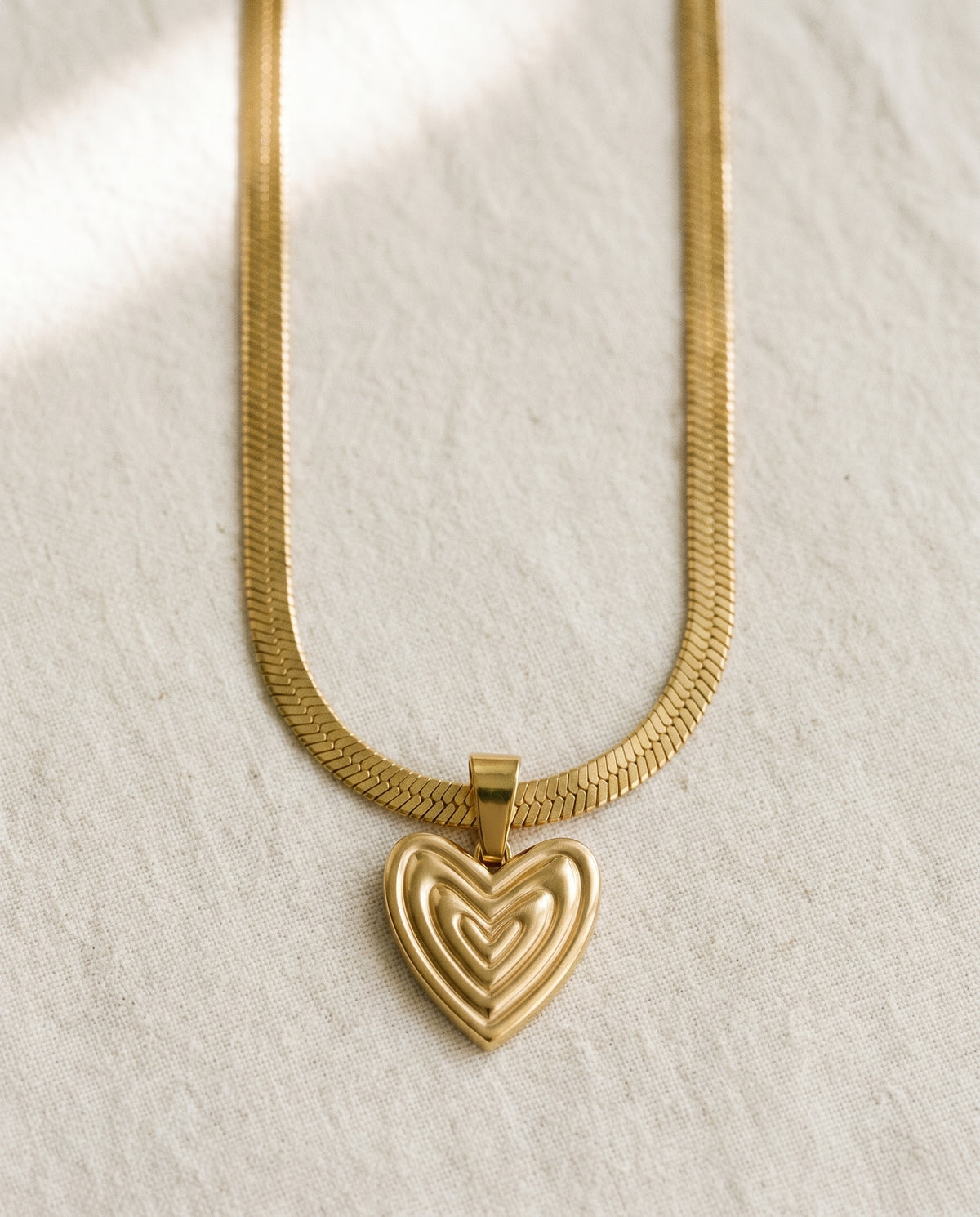 Snake Chain + Heart on Your Sleeve Heart Pendant Set