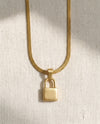 Snake Chain Necklace with Pinky Promise Lock Pendant Set