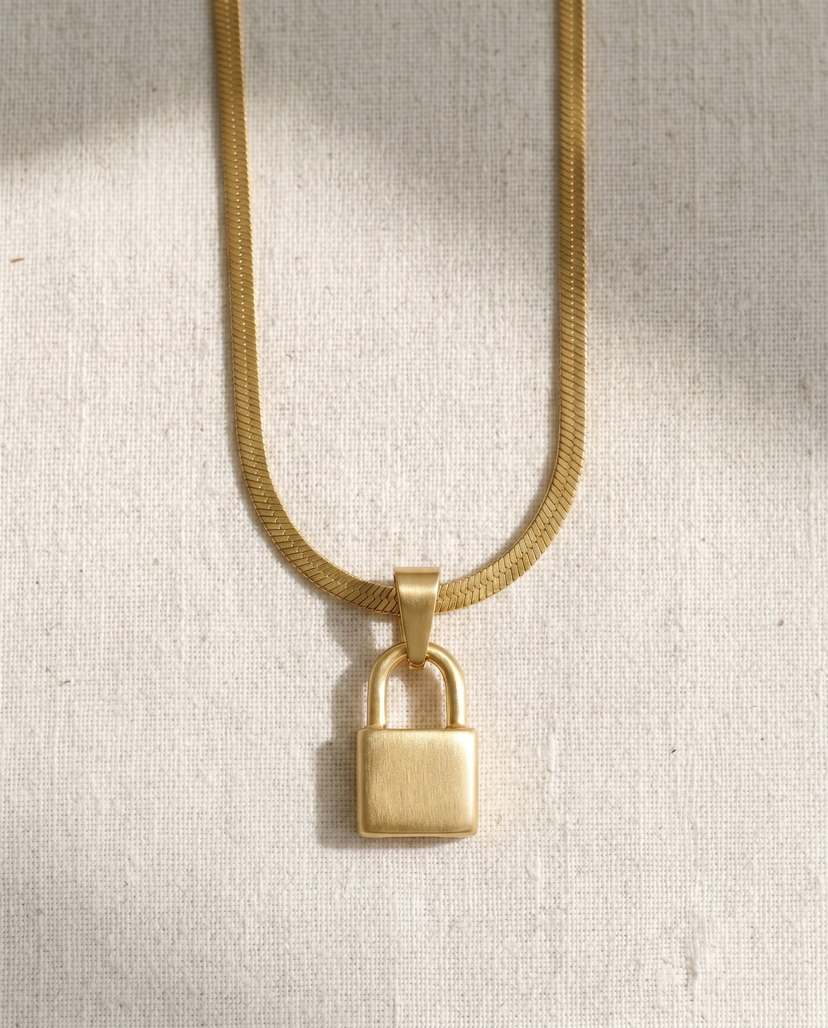 Snake Chain + Pinky Promise Lock Pendant Set