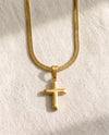 Snake Chain Necklace with Deep Faith Cross Pendant Set
