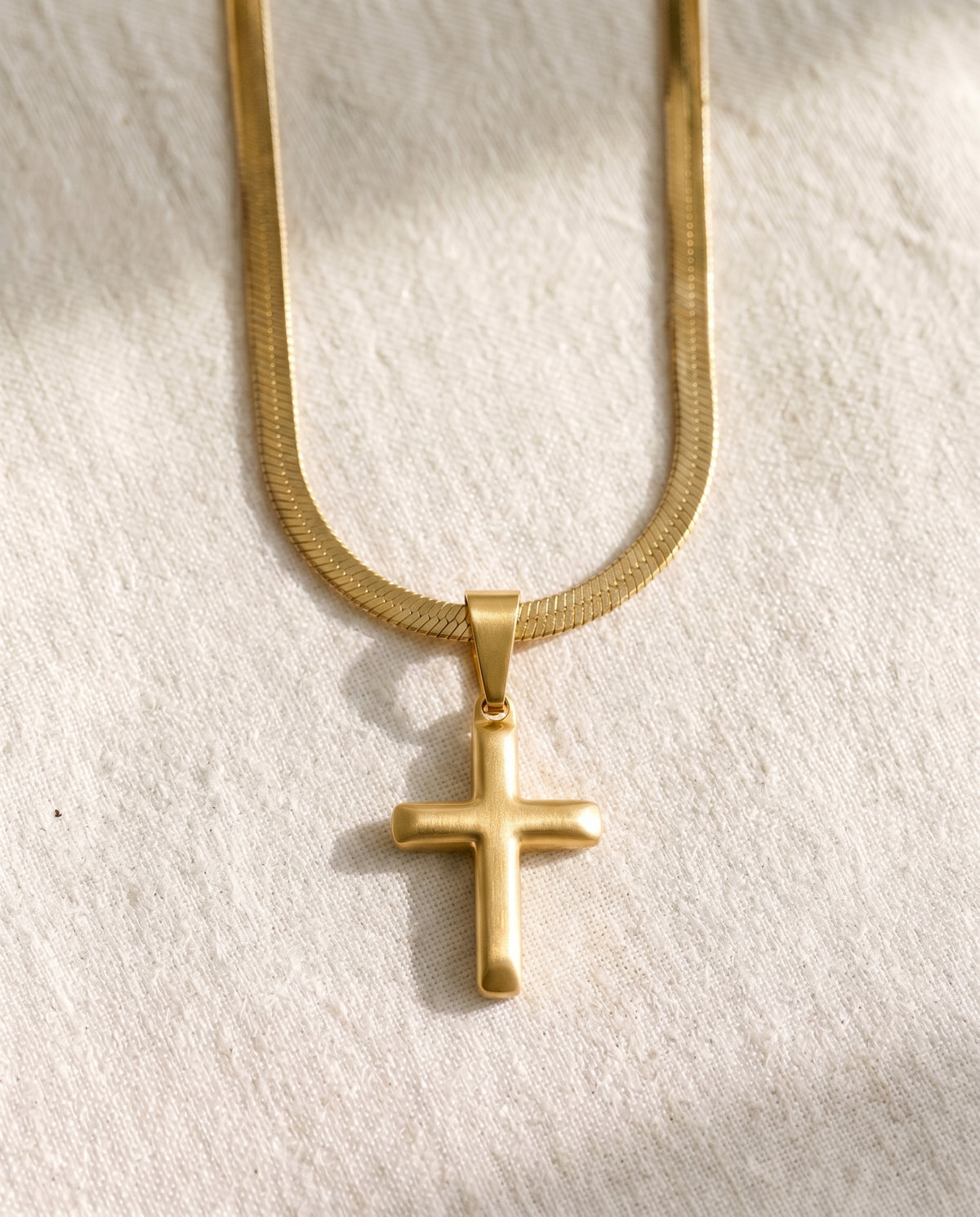 Snake Chain + Deep Faith Cross Pendant Set