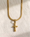 Snake Chain Necklace with Quiet Devotion Cross Pendant Set