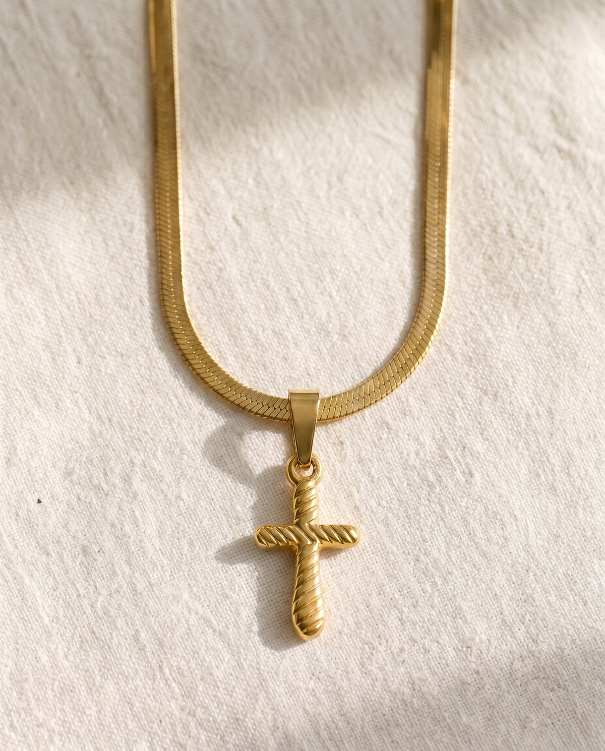 Snake Chain + Quiet Devotion Cross Pendant Set