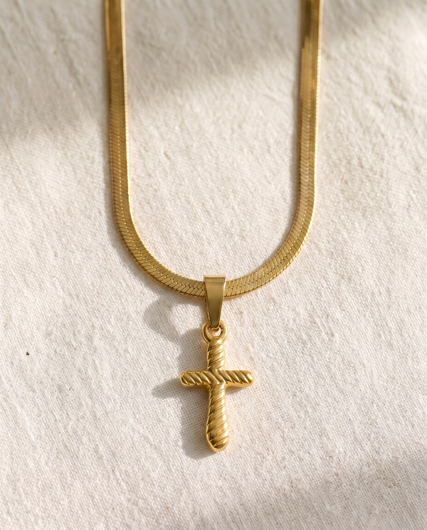 Snake Chain + Quiet Devotion Cross Pendant Set