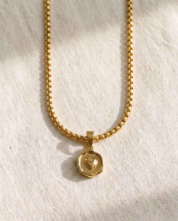 Pearl Chain + Love Note Heart Pendant Set