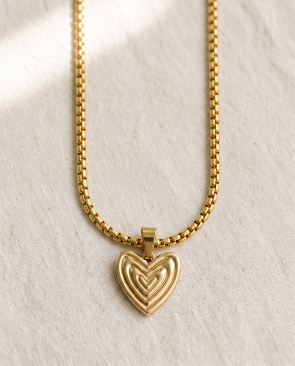 Pearl Chain + Heart on Your Sleeve Heart Pendant Set