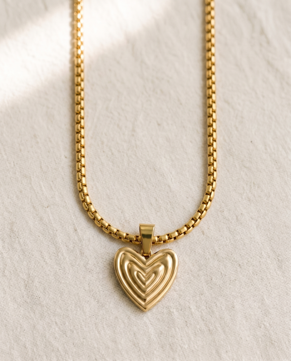 Pearl Chain + Heart on Your Sleeve Heart Pendant Set