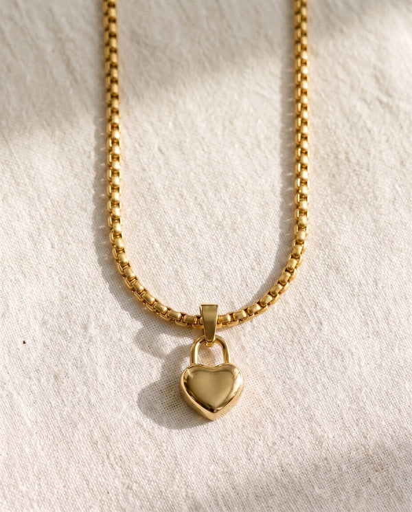 Pearl Chain + Love Language Lock Pendant Set