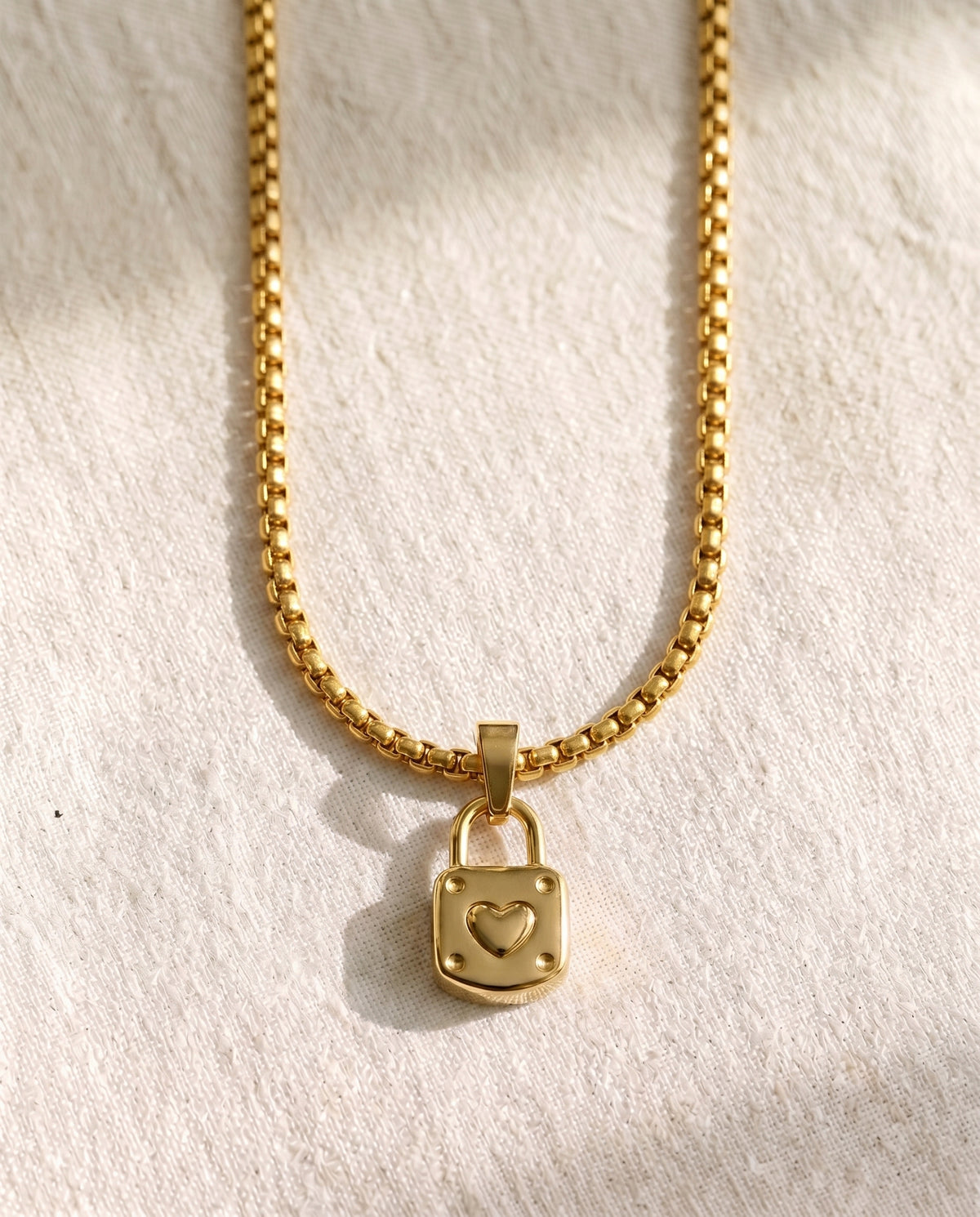 Pearl Chain + Little by Little Lock Pendant Set