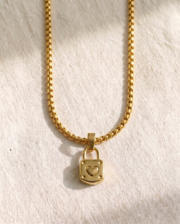 Pearl Chain + Little by Little Lock Pendant Set