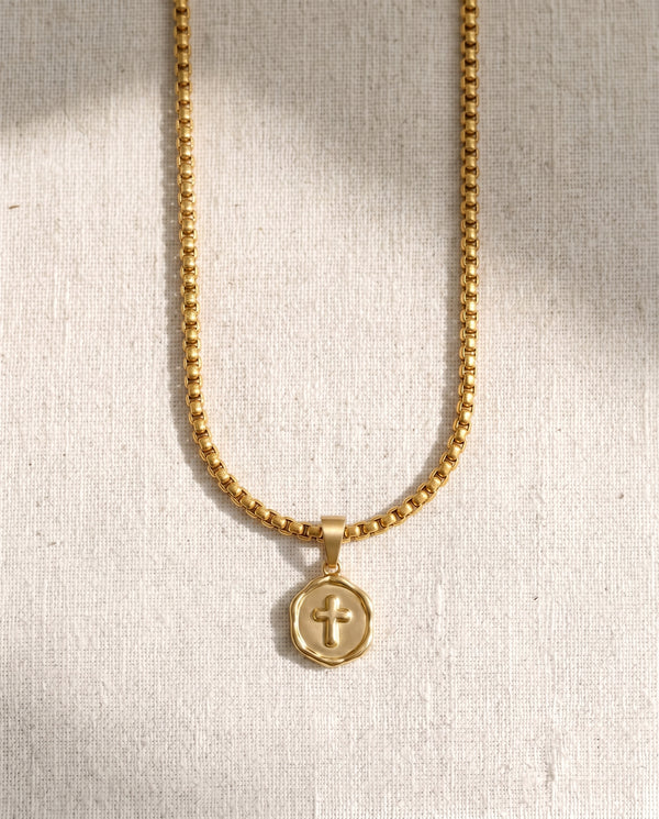 Pearl Chain + Blessed Beyond Belief Cross Pendant Set