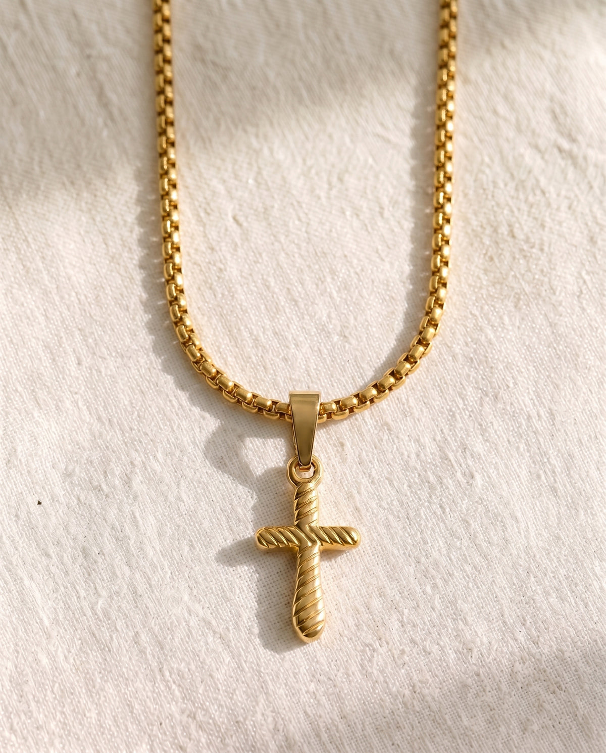 Pearl Chain + Quiet Devotion Cross Pendant Set