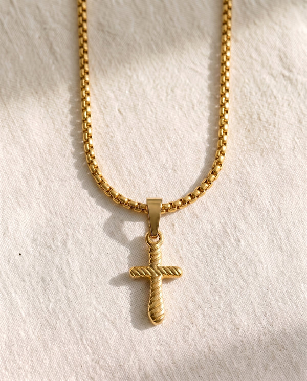 Pearl Chain + Quiet Devotion Cross Pendant Set