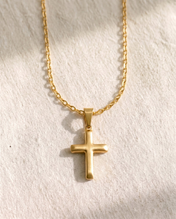 Cable Chain + Deep Faith Cross Pendant Set