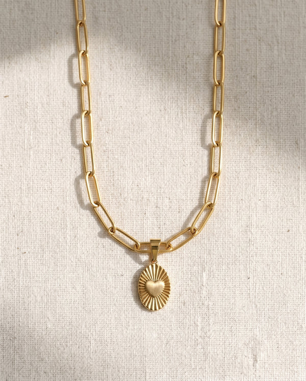 Paperclip Chain + Just as You Are Heart Pendant Set