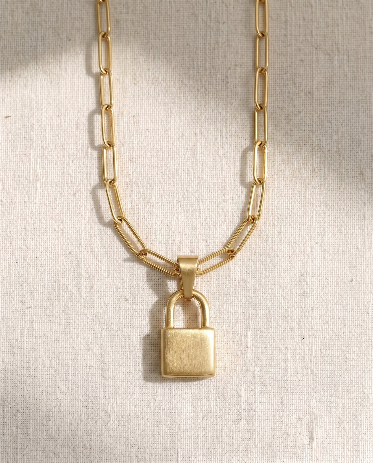 Paperclip Chain + Pinky Promise Lock Pendant Set