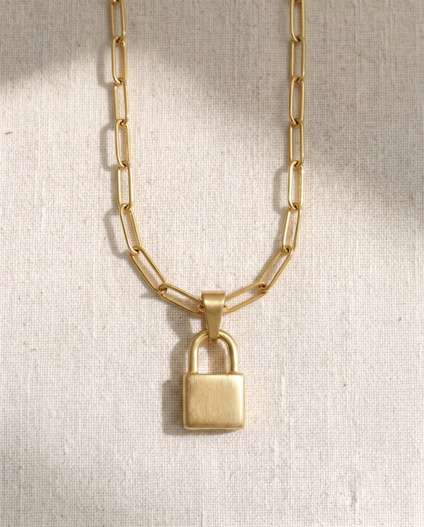 Paperclip Chain + Pinky Promise Lock Pendant Set