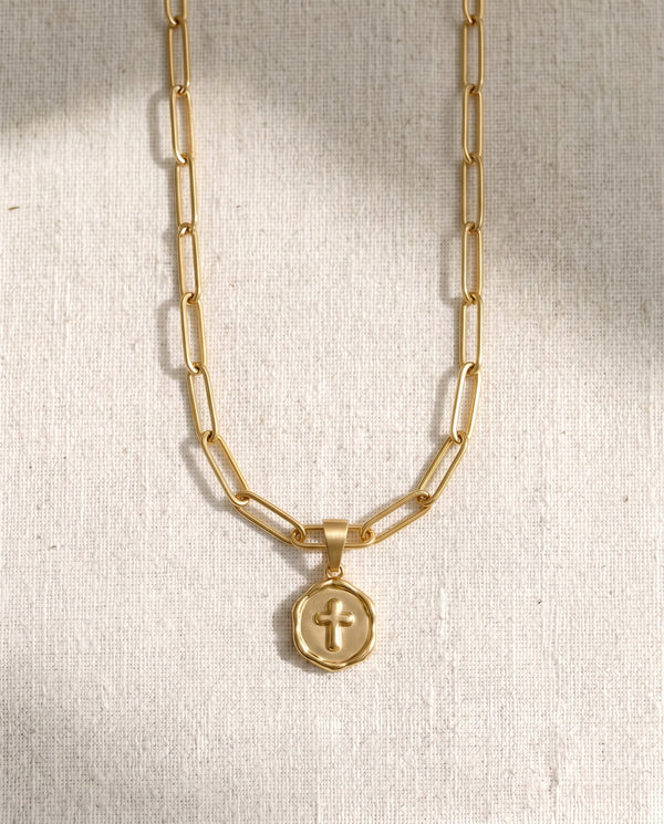 Paperclip Chain + Blessed Beyond Belief Cross Pendant Set