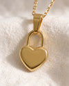 Love Language Lock pendant close up, heart padlock