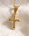 Deep Faith Cross pendant close up, smooth polished cross