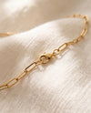 Paperclip chain lobster clasp close up