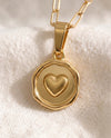 Love Note heart pendant close up on paperclip chain