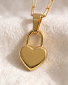 Love Language Lock pendant close up on paperclip chain